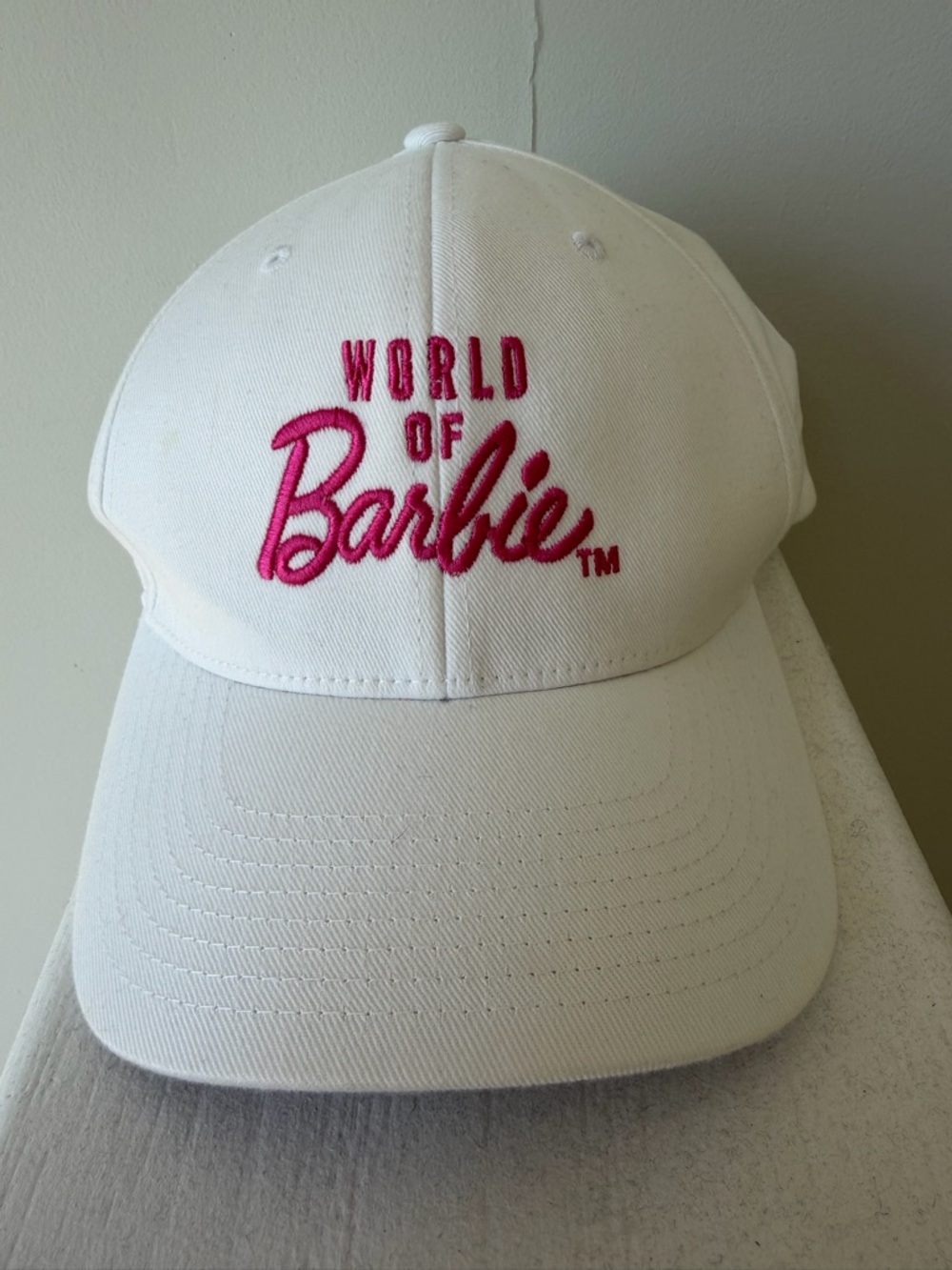 Barbie White Baseball Cap with Pink Embroidered Logo
